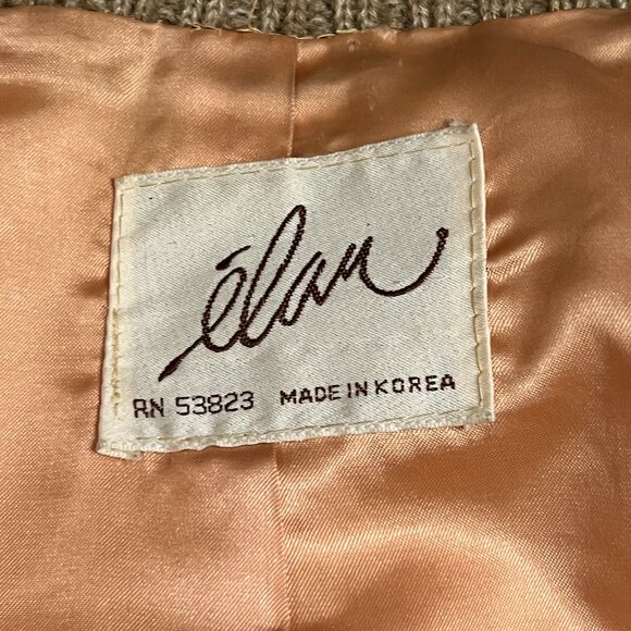 Élan Rabbit Fur Knit Bomber Jacket Sz S Korea 100% French Rabbit Hair Tan Wool - Picture 6 of 12